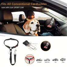 Adjustable Two-In-One Pet Car Seat Belt, Retractable Elastic Reflective Dog Leash, Seat Belt Made Of Durable Polyester Fiber, Washable By Hand, With Safety Buckle And Elastic Elastic Buffer, Which Is Very Suitable For Safe Travel With Dogs.