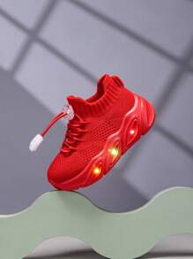 2025 New Style Kids & Teenagers Casual Fashionable Shock Absorption Cool LED Light Up Breathable Low-Top Mesh Lace-Up Outdoor/Indoor Walking Running Sports Sneakers