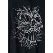 Skull Face Scribble Black Art Head For Lover Skeleton Sketch Black Printed T-Shirts, Men'S Comfortable Short-Sleeved Round-Neck T-Shirts, Men'S Clothing For Outdoor Activities In Summer - 黑色 - 查看 2