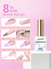 Gel Kuku Cherry Blossom Pink 15ml, Untuk Memperkuat, Memperpanjang, Lapisan Dasar, Botol, Gel Kuku UV/LED yang Dapat Dilepas - Coral Pink - View 2