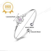 1 pulseira minimalista estilo coreano com zircônia e flor incrustada, design aberto, moderna