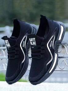 Men's Summer New Anti-Slip Large Mesh Breathable Running Shoes, Versatile Soft & Warm Commuting Minimalist White Fashion Sneakers, Slip-On Casual Shoes. Please Replace The Original Insoles With The Included Upgraded High-Elastic Breathable Insoles For More Comfort (Shoe Sole Painted Color Placement Is Asymmetrical). - Black - View 1