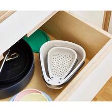 Joseph Droplet Colander With Folding Handles, Kitchen Strainer Small Vegetable, Fruits & Berries, Space-Saving - 白色 - 查看 3