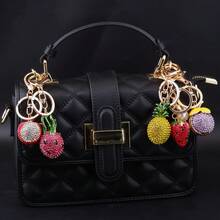 1 件水钻水果钥匙扣火龙果/荔枝/草莓/菠萝/山竹钥匙扣吊坠男女手提包装饰首饰礼物 - 彩色 - 查看 12