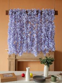 165cm Chiffon Lilac Flower Garland, Party & Wedding Hanging Decor, 1pc. Blue-Purple Artificial Flower Vertical Vines, Hangable. For Wedding Decor, Garden Decor, Living Room Decorations, Room Decor, Outdoor Decor, Home Decor, And Party Decor.