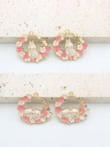 4pcs Butterfly, Floral Wreath, Bird, Lake Blue Rabbit DIY Fashion Jewelry Pendant Accessories For Daily Wear