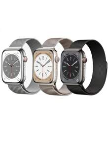 Correa de bucle milanés de acero inoxidable magnético para hombres y mujeres | Compatible con Series 10/9/8/7/6/SE 2nd Gen (38mm/40mm/41mm/44mm/45mm/49mm) | Ligera y transpirable para uso diario, negocios, verano, commute y uso casual