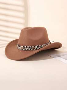 1 pieza Sombrero Trilby de unicolor para niños, Sombrero de vaquero estilo occidental para niñas, Adecuado para fiestas, reuniones y salidas
