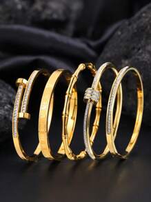 Camhanno 1 pieza Brazalete minimalista retro de acero inoxidable adecuado para uso diario de mujeres/regalo perfecto para el Día de San Valentín y Navidad para amigos