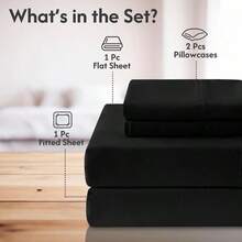 MCO Breathable Bed Sheets Set - Rayon Derived From Bamboo Sheets - Cool Bedding Set With 16" Deep Pocket (4 Pcs, King, Black) - Đen01 - Xem 7