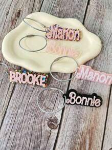 1pc Custom 3D Name Acrylic Keychain - Personalized English Letter Tag With Silver Coil, Unique Key Pendant Ornament Decoration Gift, Can Be Used For Backpack, Party, Mother's Day, Graduation, Birthday Gift - Perfect Gift For Women | Fashion Accessories | Pink Letters, Personalized Pendant