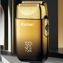 Kemei KM-TX10 Metal Finish Men's Electric Shaver, With LED Display, Dual Floating Blades, Upgraded Reciprocating Electric Shaver, 3 Speed Settings, Suitable For Bald Men, Rechargeable Cordless - Multicolor - View 9
