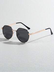 1 Pair Unisex Classic Polarized Glasses - Retro Casual Decorative Glasses - Versatile Decorative Glasses - Metal Glasses - Made Of High-Quality Metal Material, Durable - Multicolor - View 2