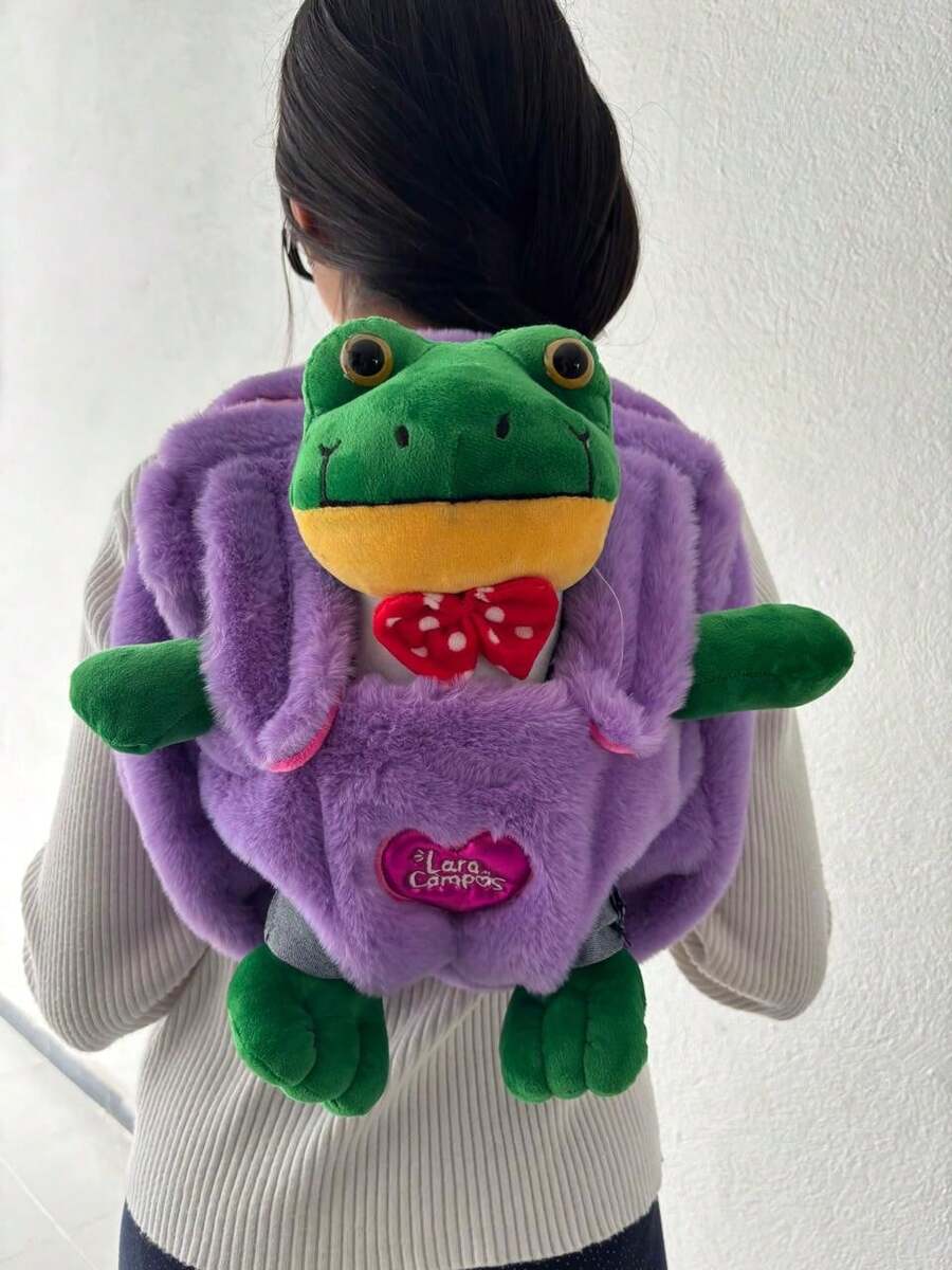 Kit Mochila Transportadora de Rana Rene de Lara Campos - Incluye Rana Rhenee - Mochila y Rana - Morado Violeta - Ver 1