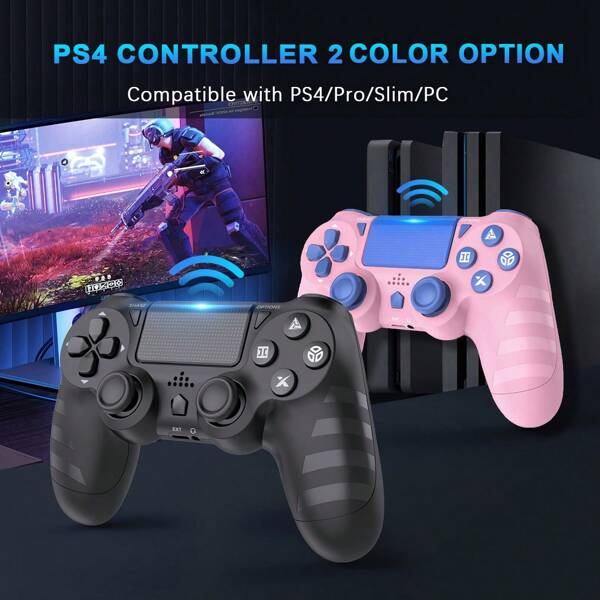 Kabellose P4 Controller für P4/Pro/Slim & PC - 1000mAh Akku, Dual Shock, 6-Achs Bewegungssensor, Audiobuchse