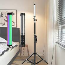 Lampe vidéo 360° RGB Baguette d'éclairage de photographie Lampe LED colorée pour fête Remplissage de lumière portable Éclair Speedlight pour diffusion en direct Prise de photo Maquillage
