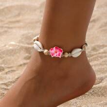 Summer Beach Style Soft Clay Flowers Woven Anklet