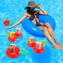 2/4/6 Stück aufblasbare Getränkehalter in Apfel- und Kirschform, Cartoon Apfel- und Kirsch-Getränkehalter-Schwimmer, Sommer Party Obst-Themen Getränkehalter-Schwimmer für Outdoor, Geburtstags-, Schwimmbad- und Strandpartys