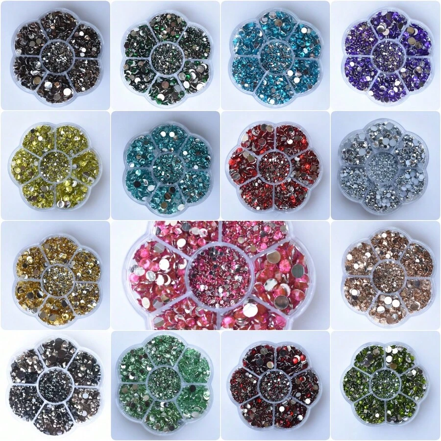 5000顆/盒 2mm 3mm 4mm 5mm 6mm 樹脂圓形平底水鑽 多色水晶寶石 非熱黏 DMC 珠飾玻璃石 3D 圖案設計配件 亮粉美甲貼紙裝飾 適用於衣服、包包、鞋子、杯子、手機殼、手工 DIY 裝飾 美甲用品 美甲珠飾 美甲寶石 美甲飾品 - 彩色 - 查看 1