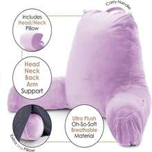 Nestl Reading Pillow With Shredded Memory Foam Includes 2 Neck And Lumber Support Pillows, Designed For Sitting Up In Bed And Couch, Back And Arms Adjustable Support For Adult &Amp; Teens, Lavender - 24 - 薰衣草 - 查看 3