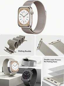 Correa de bucle milanés de acero inoxidable magnético para hombres y mujeres | Compatible con Series 10/9/8/7/6/SE 2nd Gen (38mm/40mm/41mm/44mm/45mm/49mm) | Ligera y transpirable para uso diario, negocios, verano, commute y uso casual