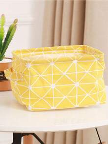 1 pieza Cesta/Bolsa de almacenamiento de lino plegable y de moda creativa para el hogar, organizador portátil impermeable para lavandería/baño/escritorio de oficina, decoración de dormitorio, vuelta a la escuela - Multicolor - Ver 14