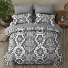 7 Pieces Paisley Comforter Set Queen King Bed In A Bag Comforter, Dark Grey Boho Paisley Pattern Bedding Soft Microfiber Queen Size Comforter With Sheet & Pillowcase,Wedding Items,Valentines Day Home Bed Room Decor,Easter Gifts,All Season - Dark Grey02 - 查看 3