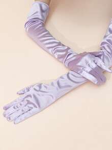 1 Pair Satin Formal Long Gloves, Suitable For Special Occasions,Travel,Festival,Party,Camping - Purple-gC14623 - View 3
