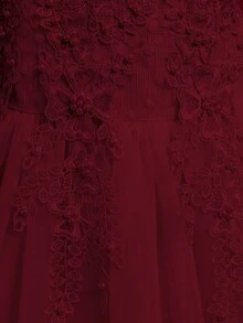 Flower Girl Dress Lace Bridesmaid Dress Kid Wedding Ball Gown Toddler Princess Pageant Evening Dresses - 酒紅色 - 查看 5