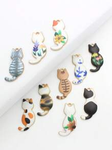 8/10 peças de pingentes fofos de desenho animado com silhueta de gato, acessórios de joias faça você mesmo da moda adequados para uso diário