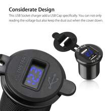12V Dual USB Car Cigarette Lighter Charger Socket LED Digital Voltmeter Aluminum - 1 - View 9
