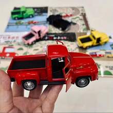1pc Retro Alloy Metal Pickup Truck Decoration - Pink & Red Classic Car Model With Chrome Decor, Openable Doors, No Battery Required - Ideal For Home & Office Decor, Toy Vehicle Collection - Multicolor - View 4