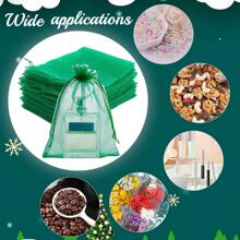 Pack Of 100 Gift Organza Bags Light Green