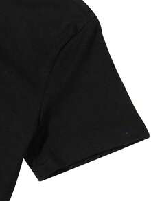 elegante y de corte holgado, presenta un estampado de graffiti de muñeca,eans.Adecuado para el estilo Y2K y ocasiones deportivas.180g 100% algodón.Unisexo. - Negro - Ver 4