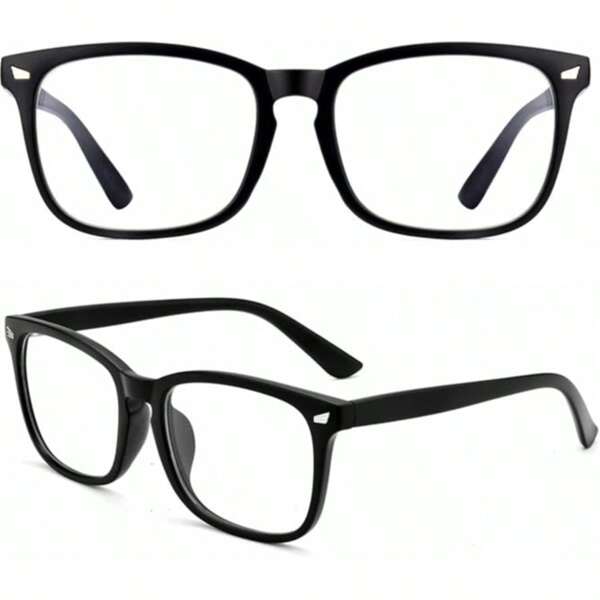 1pc Black Frame Anti-Blue Light Glasses With Eyeglass Case & Cloth, Unisex Acrylic Colorful Small Square Frame Blue Light Blocking Glasses