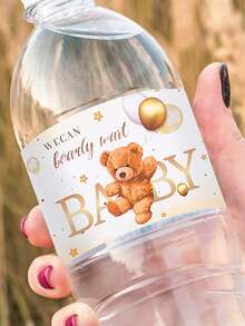 10/24张婴儿奶瓶贴纸，可爱棕熊图案奶瓶包装礼品贴纸，婴儿派对装饰贴纸，性别揭晓派对奶瓶包装礼品贴纸，新生儿主题派对礼品奶瓶标签贴纸，“迫不及待”，男孩/女孩装饰，婴儿派对礼品，婴儿派对装饰，性别揭晓装饰，派对礼物 - 棕色小熊 - 查看 6
