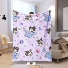 Sanrio 1 Stück Sanrio Kuromi Cartoon superweiches Flanelldecke, geeignet für Sofa, Bett, Büro, Schlafzimmer, Wohnzimmer, Heimdekoration Überwurf, ideales Geschenk zum Geburtstag oder Feiertagen, Ganzjährig verwendbar