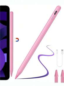 Un lápiz stylus capacitivo universal apto para teléfonos inteligentes y tabletas, con 3 puntas de repuesto adicionales para agujas táctiles activas, control de toque preciso, escritura suave, compatible con Android, Apple iPad, compatible con HarmonyOS y ciertos dispositivos Windows (no aplicable a plumas táctiles resistivas o electromagnéticas) hasta la 3ª generación, iPad Mini 6ta/5ta generación