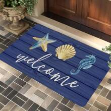 Felpudo de alta calidad con diseño de estrellas de mar y conchas marinas | Lavable a máquina - Adecuado para baño, sala de estar, dormitorio, cocina, oficina, entrada, alfombra pequeña, felpudo de bienvenida, alfombra, tapete de piso, felpudo de exterior, alfombra de cocina, decoración del hogar, felpudo de entrada, alfombra pequeña de área, alfombra de exterior, decoración del hogar, alfombra de área, alfombra de jardín, alfombra lavable