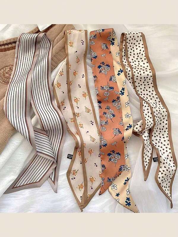 1pc Women's Extra Long Printed Headband, Elegant Long Ribbon, Wedding Favor Tie, Satin Double Layer Hair Band, Can Be Used As Bag Decoration, Pants Belt, Scarf Tail Decoration, Suit Necktie Decoration Hair Accessories