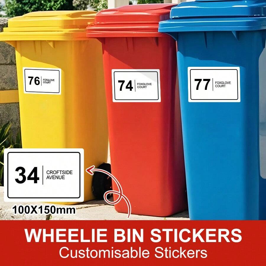 Pegatinas personalizadas para contenedores de basura con ruedas: personaliza tu cubo de basura con el número de casa y el nombre de la calle, diseño horizontal para una fácil identificación, material de vinilo de alta calidad, 10x15cm, sello, adhesivo ordenado, de alta calidad, personalizado moderno, único, regalo ideal para él, ella, novio, novia, papá, mamá, familia, amigos para el estreno de la casa, ambiente cálido, gracia invernal, diseño elegante, pegatinas impermeables