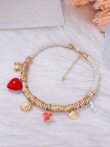 1 件金属环手工编织手链，带油滴吊坠，时尚奢华女士项链 - 簡約項鍊 - 查看 3