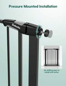 26-28.5 Inch Narrow Easy Install Baby Gate, Auto-Close Pet Gate For Small Stairs And Doorways, NO Drilling Pressure Mounted, NO Extensions - 黑色 - 查看 8