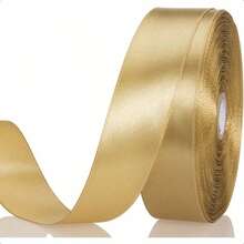 2 Rolls Of Champagne Gold Ribbon - Metal Satin, Suitable For Gift Packaging, Wedding Decoration, Christmas Crafts, Floral Arrangement, DIY Bow, Party Supplies, Seasonal Crafts, Home Style, Craft Projects - Vàng - Xem 4