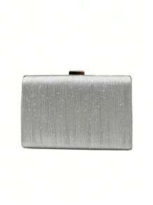 Silver Glitter Clutch Bag, Formal Evening Party Purse, Ideal For Wedding, Prom, Gala