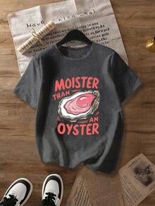 加大码夏季卡通比牡蛎更湿润图案T恤，女士伊比沙岛假日商店工作服毕业装，海滩