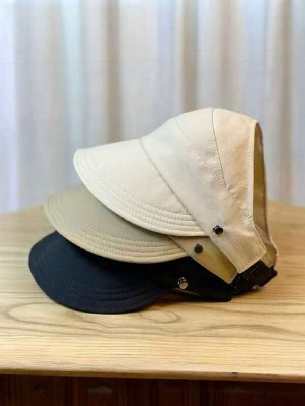 1pc Loose Fit Duck Bill Baseball Cap, Korean Fashion Foldable Wide Brim Sun Hat, Suitable For Ponytail