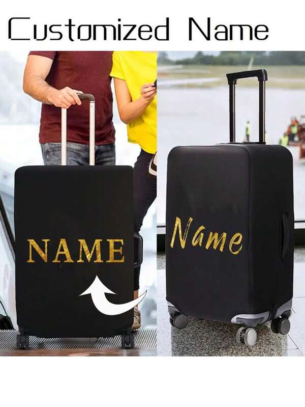 1 Customized Personalized Name Suitcase Cover, Customized Your Name Suitcase Protective Cover Trolley Case Suitable For Weddings, Family, Friends Fashion, Trendsetter, Casual, Simple And Fashionable, Personalized, Customized, Unique Men's Clothing, Capsule Wardrobe, Men's Basic/Street Style, Ideal Gift For Boyfriend, Family, Friends, Birthday, Vacation/Festival, School/Competition, Sports/Mountain Climbing And Other Occasions.