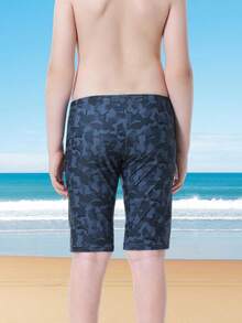 Boys-Swim-Jammers Youth-Athletic Swimming-Shorts Quick-Dry - With Drawstring Soft Swimsuits UPF 50+ Halloween Christmas New Year - 藍色 - 查看 9