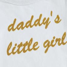 Newborn Baby Girl Daddys Girl Outfit Short Sleeve Romper Tulle Pant Cute Flower Headband 3Pcs Coming Home Outfits Clothes Set - Daddys Little Girl - 查看 5
